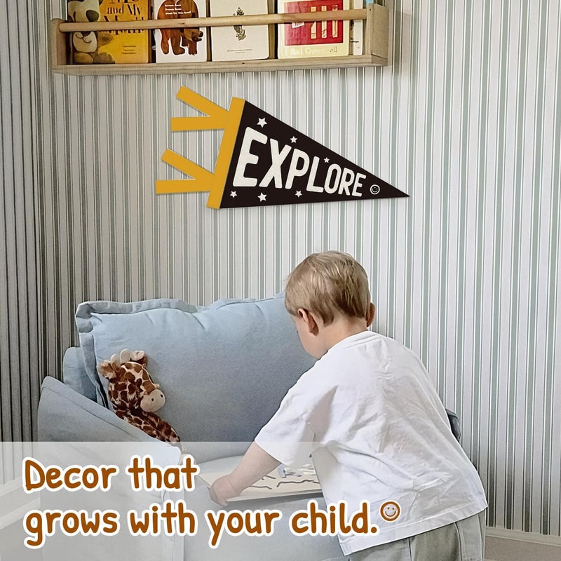 SJDFCSA Boy Nursery Decor, Explore Sign Wall Hanging Pennant Flag Banner, Camping Adventure Nursery Wall Decorations for Kids Toddler Boys Room Bedroom Playroom Decor - Image 3
